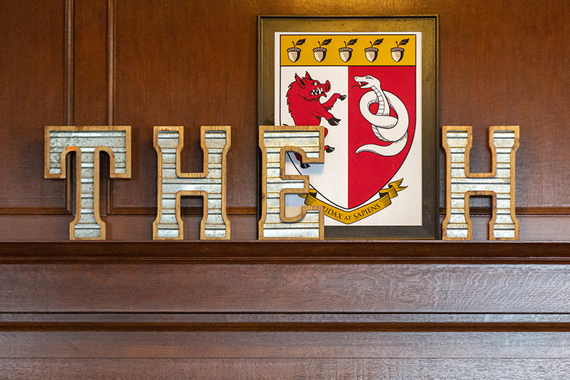 Senior Common Room Arms on the mantle
