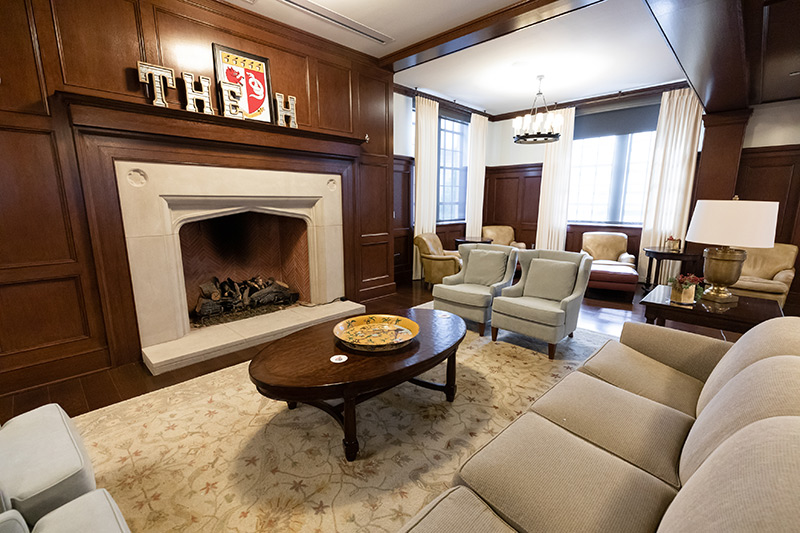 Senior Common Room Fireplace and Lounge